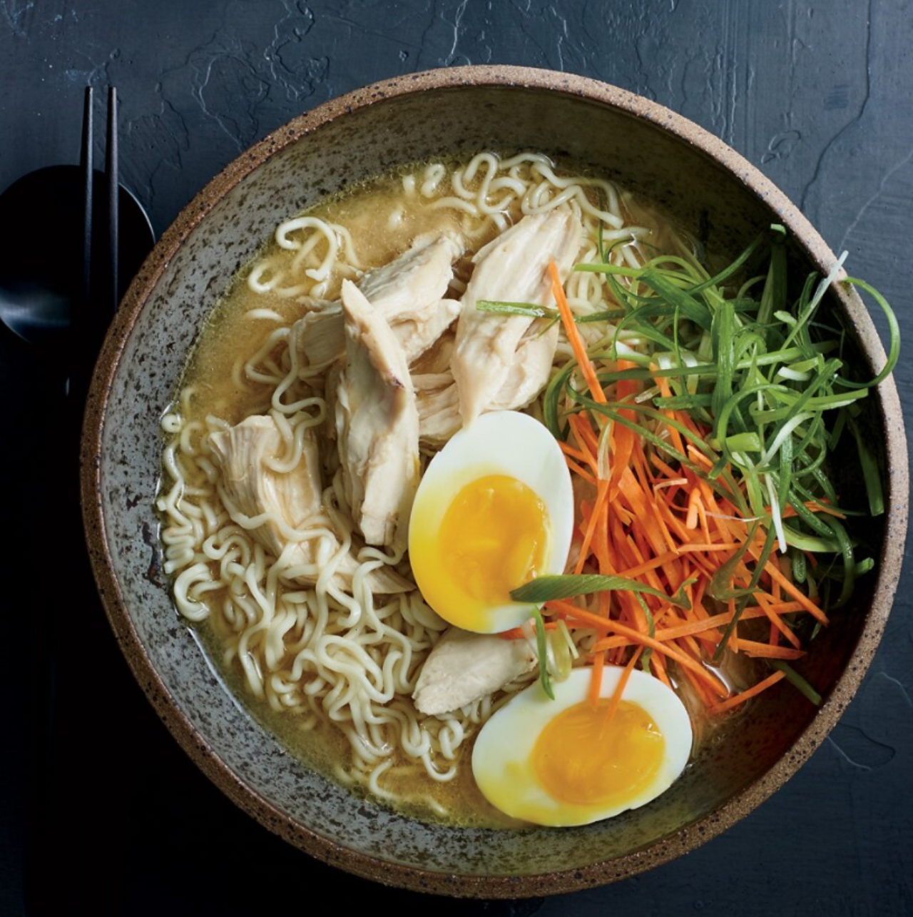 Savory Ramen with chicken and eggs at our Des Moines restaurant