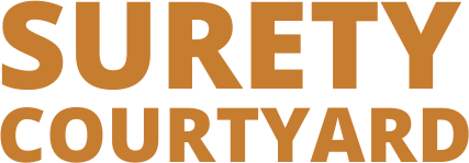 Orange logo for Surety Courtyard, our patio bar in Des Moines