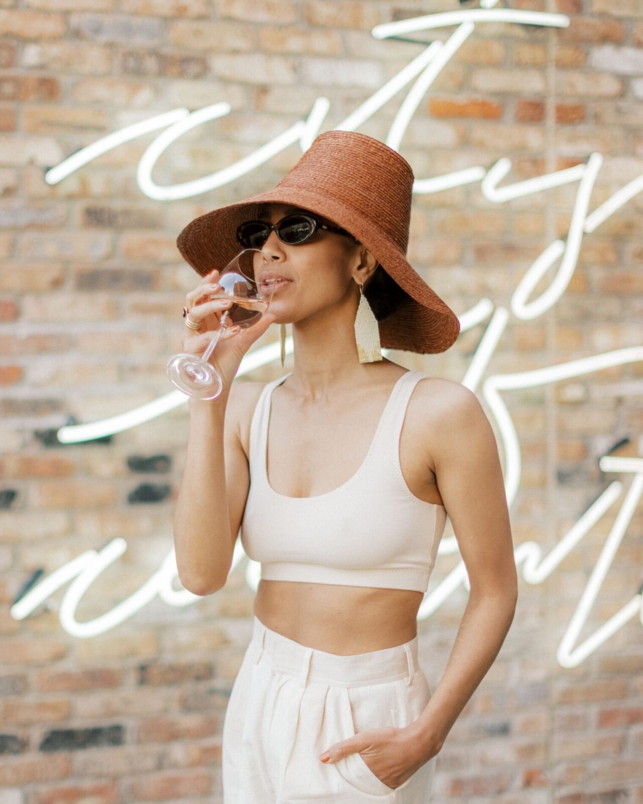 Person drinking champagne