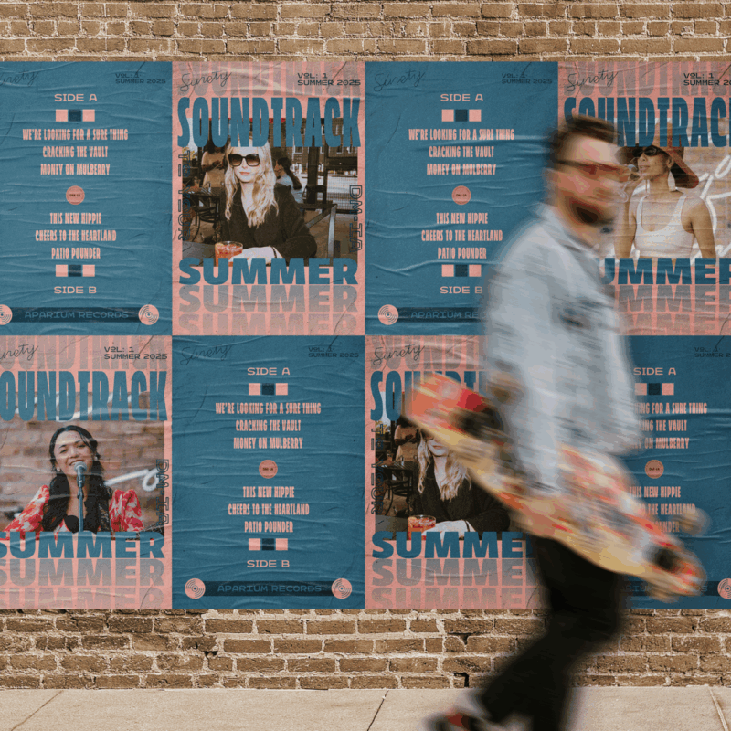 Person in front of Surety Concert Poster Wall