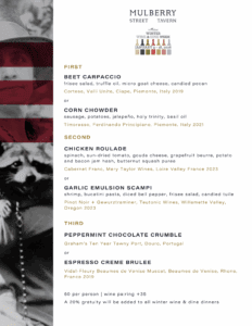 MST Winter Wine & Dine Pre Fixe 2026